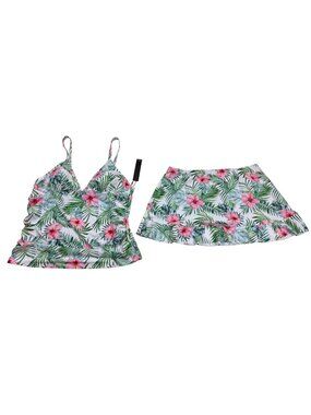 NWT Nicole Miller Studio Plus Size 2-Piece Skirtini Swim Set 2X /1X (U1024)